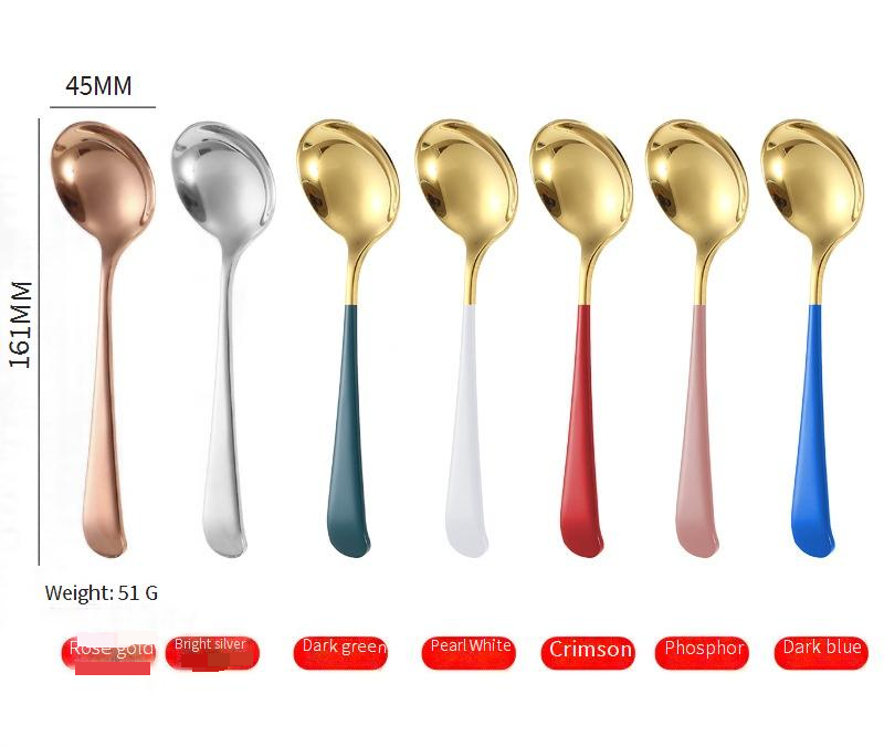 304 Stainless Steel Round Spoon - Multi-Purpose Kitchen Utensil For Desserts Watermelon & Bird's Nest (Creative Design Home Essential)_voghion.com