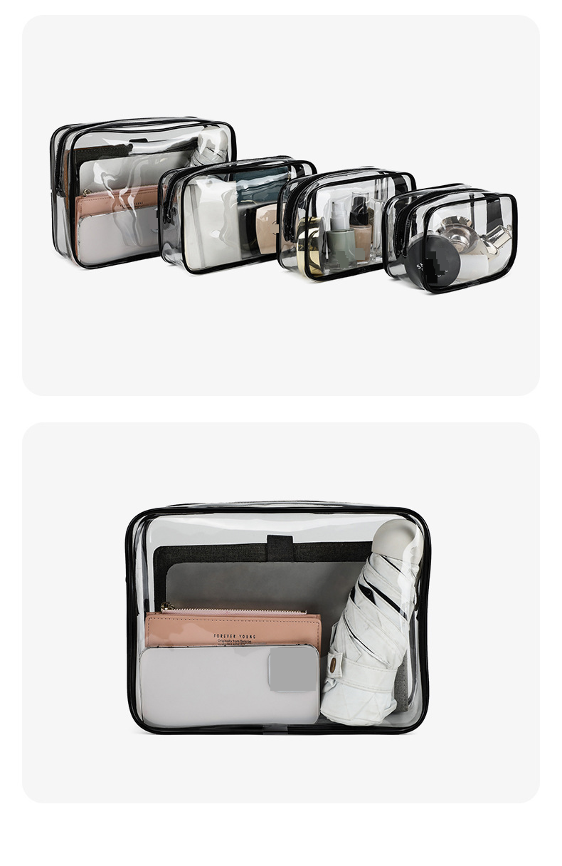 Borse portaoggetti in PVC trasparente spesso, borsa portaoggetti per articoli da toeletta, borsa porta cosmetici da viaggio portatile impermeabile, quattro pezzi, borsa portaoggetti per il nuoto_voghion.com