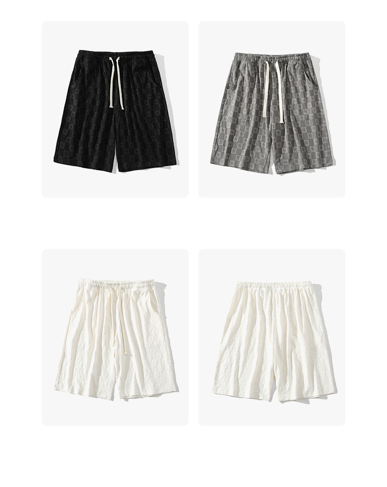 Roupas masculinas novas calças casuais japonesas soltas versão pública jacquard letra N shorts calças de basquete de seda gelo_voghion.com