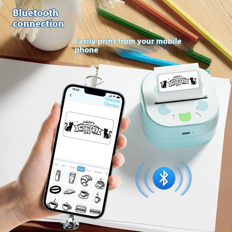 D21 Mini Bluetooth Thermal Sticker Printer - Portable Label Maker For Home, School & Office, Compatible With Android_voghion.com