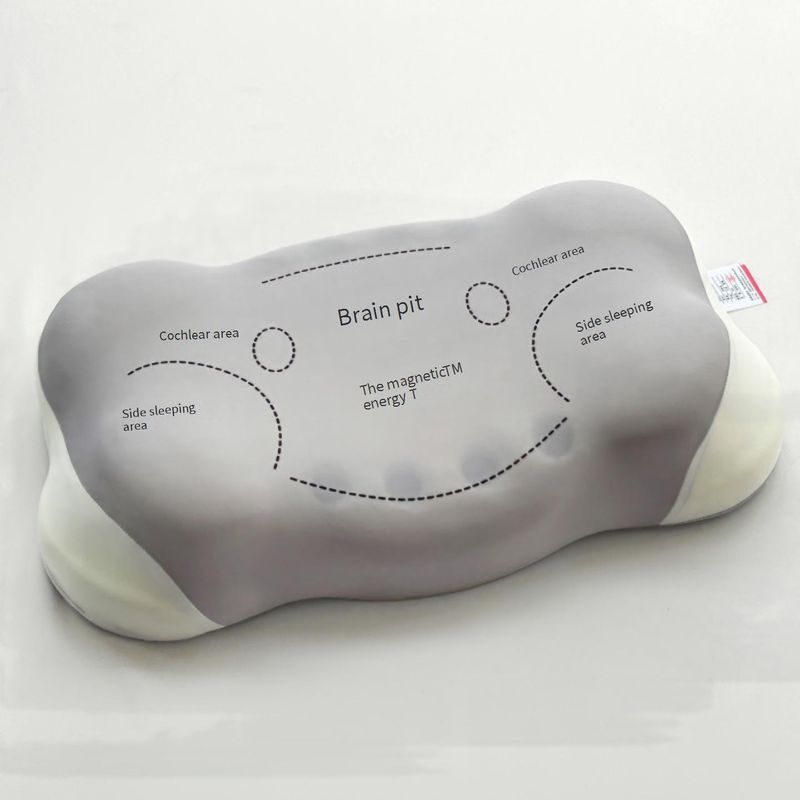 Magnetic Therapy Memory Foam Pillow For Neck Pain Relief - Orthopedic Cervical Support Pillow With Hypoallergenic Cover, Grey/Blue (_voghion.com