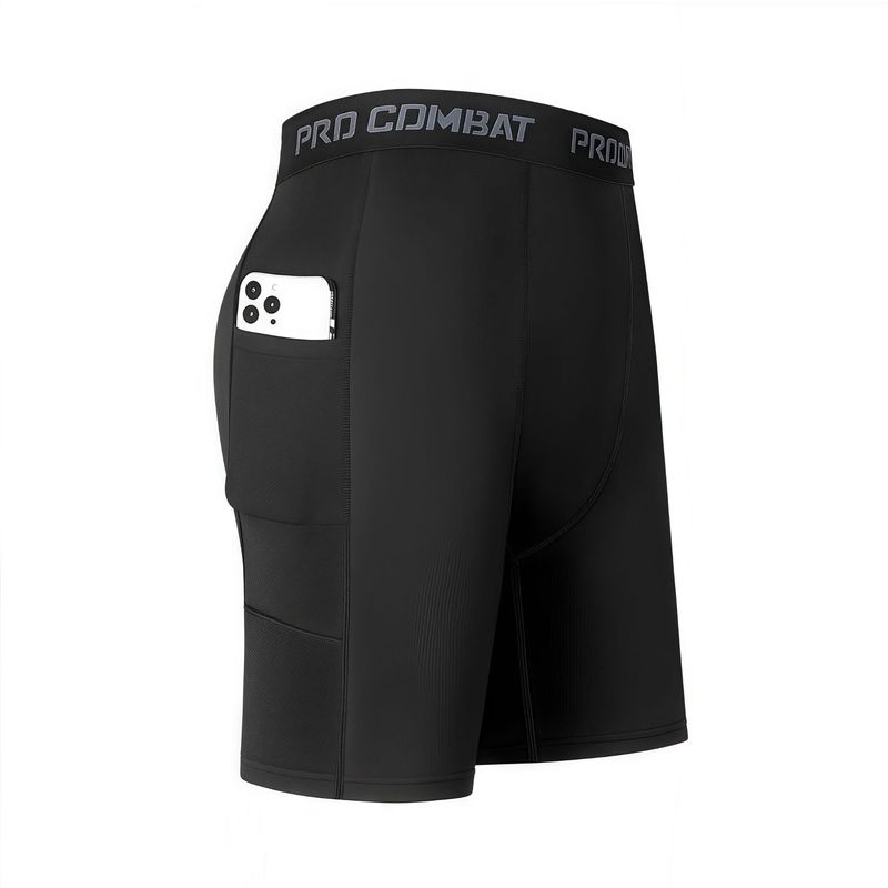 Short de compression pour homme avec poches - Séchage rapide, extensible, pour entraînement, basket-ball, course à pied, gym, fitness, été_voghion.com