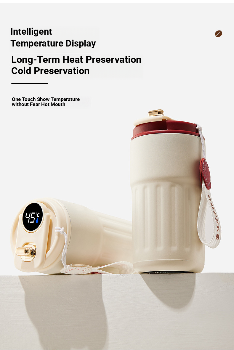 Tazza termica in acciaio inossidabile 316 con display della temperatura intelligente per uomini e donne, tazza portatile per caffè e acqua di alta qualità da 450 ml_voghion.com