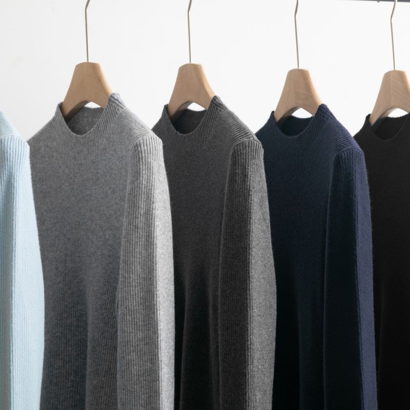 Maglione lavorato a maglia a collo alto per donna, autunno inverno, vestibilità slim, intimo snellente, maglietta di base multicolore_voghion.com