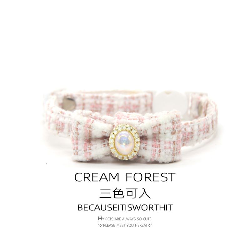 Collier mignon pour chat, style princesse, orné de perles et d'un nœud papillon ; ajustable pour petit chien ; anti-suffocation_voghion.com