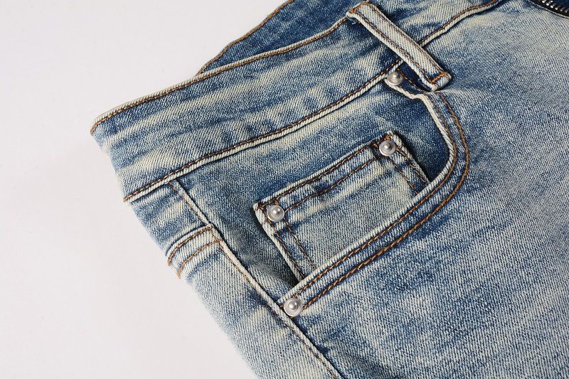 Herreklær samme stil kattehår rynkete svart og hvitt lappeteppe hull elastisk slim fit skinny jeans jeans_voghion.com