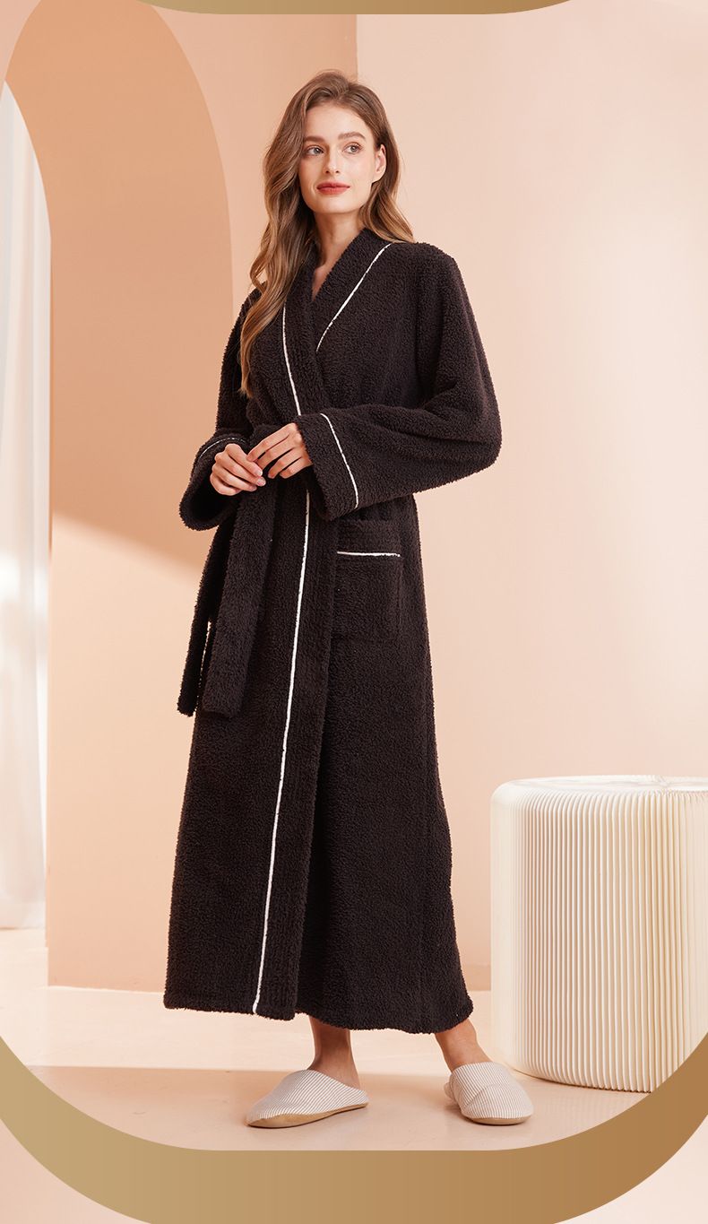 Winterlicher Plüsch-Fleece-Bademantel für Damen und Herren – Extra langer und dicker Bademantel mit Halbflor-Design, passende Loungewear für Paare_voghion.com