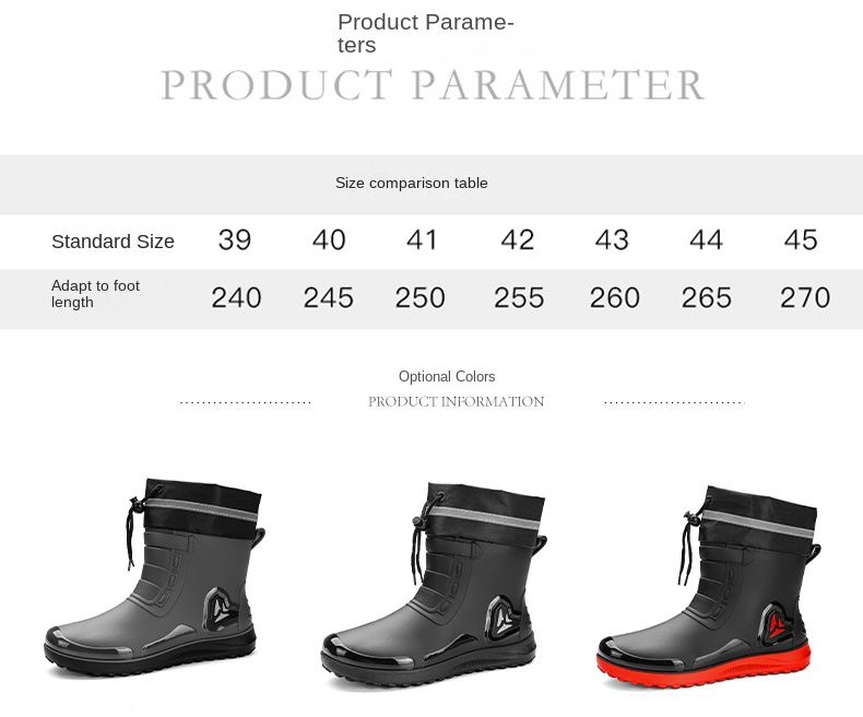 Cizme de ploaie impermeabile cu șnur pentru un singur pantof, mărimi 39-44_voghion.com
