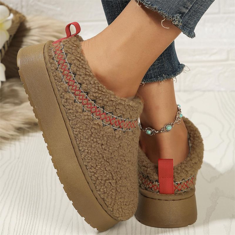 SHLIANG New Winter Women Short Plush Warm Snow Boots Casual Shoes New Suede Fur  Ankle Boots Flats Platform Snow Slippers SB066_voghion.com