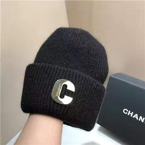 Capelli di coniglio invernale lavorato a maglia semplice piccola lettera profumata cappello pullover di marca di moda orecchio caldo ispessito_voghion.com