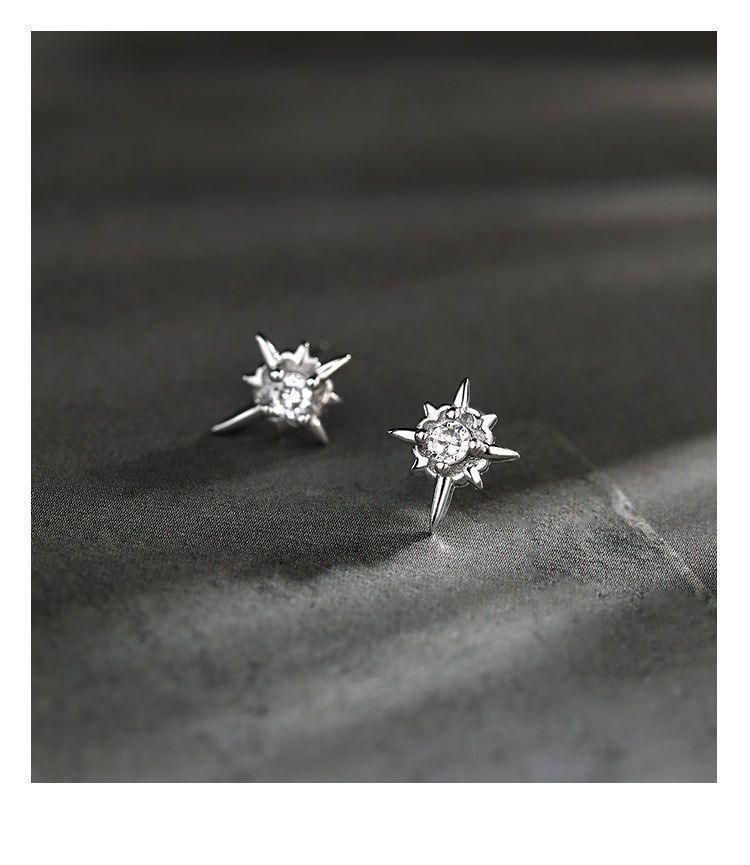 Orecchini a stella alla moda, di alta qualità, tutti abbinati, di alta qualità, semplici, di nicchia, orecchini in argento S925 per uomo e donna_voghion.com