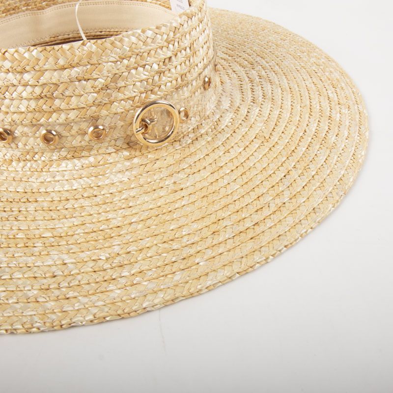 Mode Vrouwen Zon Brede Rand Geen Top Reis Strand Hoed Parels Band Vizier Zomer Hoeden_voghion.com
