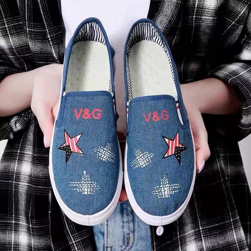 Old Beijing For Women's Leisure One Step Lazy Thickened Soft Sole Denim Cloth Board Fashionable And Breathable Hiking_voghion.com