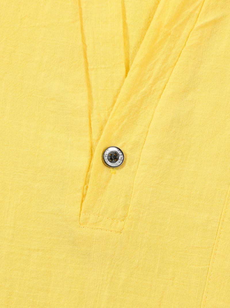 Camicia da uomo a maniche corte in lino e cotone – Collo alto traspirante, vestibilità comoda, casual (S-XXXL, blu navy/bianco/albicocca)_voghion.com