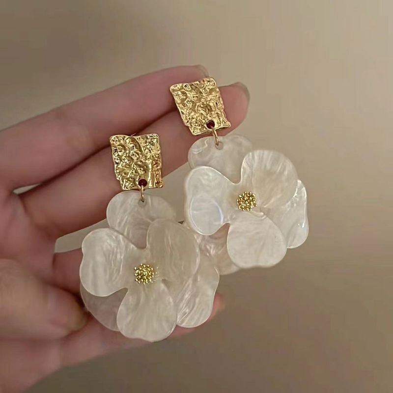 Orecchini Silver Needle, freschi e dolci fiori, stile nuova vacanza estiva, orecchini di lusso leggeri di Instagram coreano_voghion.com