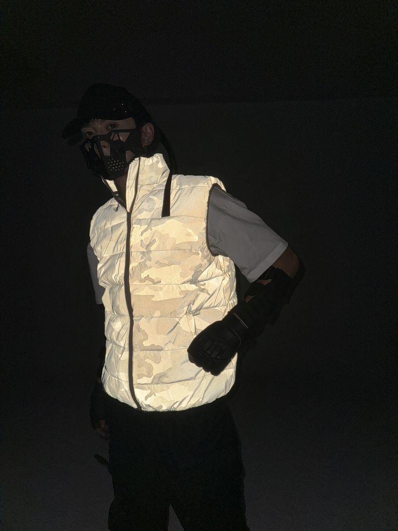 Roupas masculinas camuflagem ao ar livre colete refletivo casaco de algodão_voghion.com