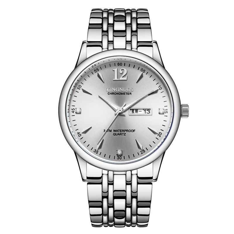 Simple Fasion Fres Casual Quartz Couple Watces Steel Band Dual Calendar Men's Luminous Waterproof Trendy Women's_voghion.com