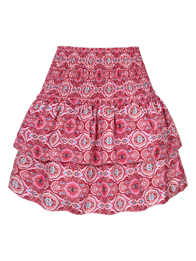 Women's Clothing Skirt Pleated Skirt Ruffle Printed Skirt Fashion Floral Short Skirt 13 Colors_voghion.com