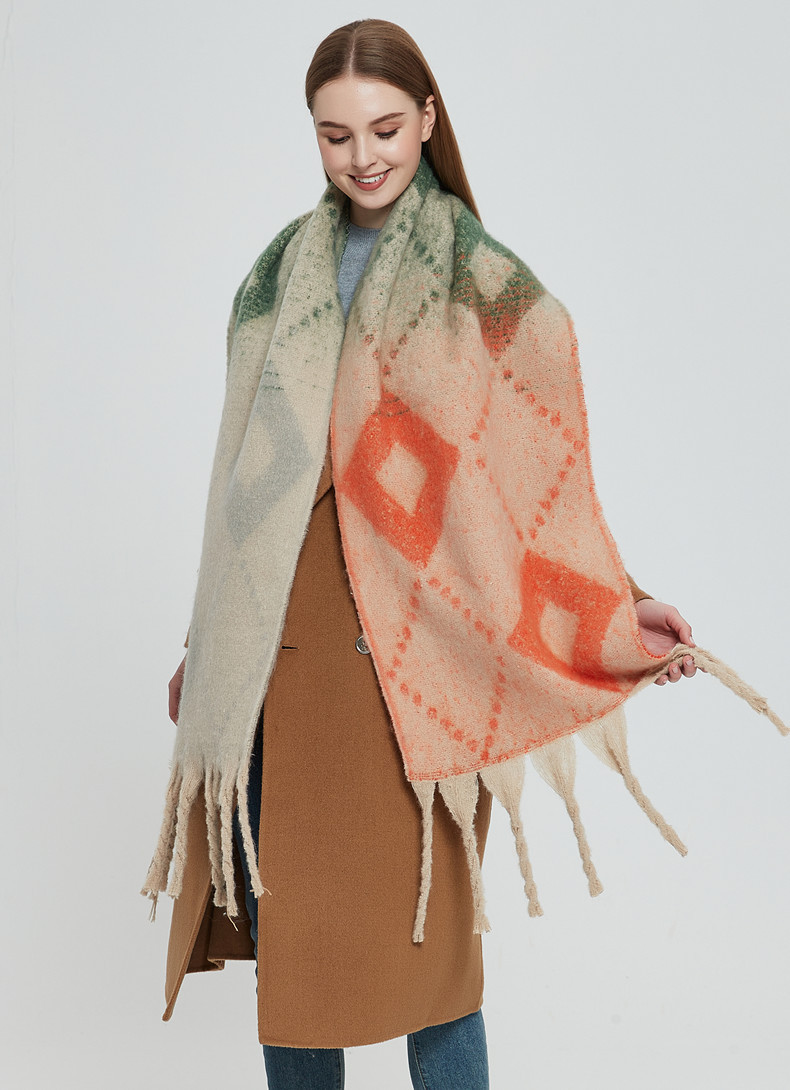 Dicker Mohairschal für Damen, Unisex, mit groben Quasten_voghion.com