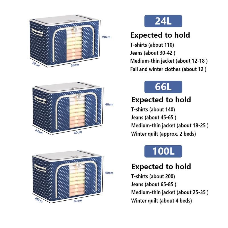 SimHome 24L/66L/100L Foldable Storage Box Clothes Storage Bins With Lids Waterproof Storage Organizer With Steel Frame Kotak Simpanan_voghion.com