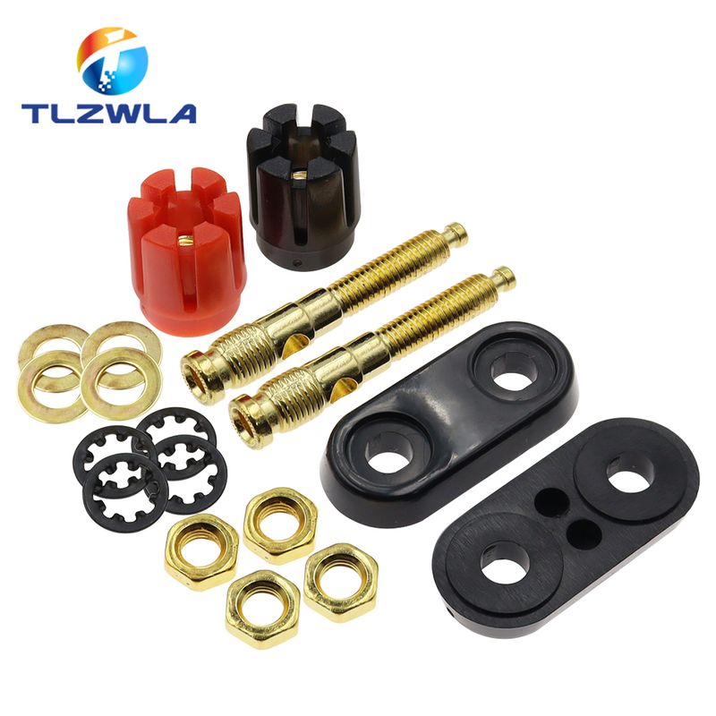 1PCS Couple Terminals Red Black Connector Amplifier Terminal Binding Post Banana Speaker Plug Jack_voghion.com