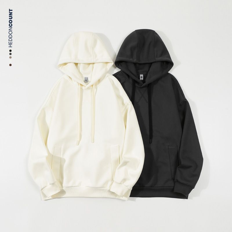 320G Autumn Trendy Brand Hooded American Style Solid Color Sports Casual Unisex Pullover Clean Version Sweatshirt_voghion.com