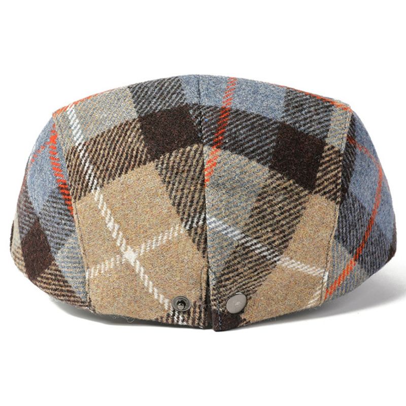 Großer Sale HT4319 Berets Herbst Winter für Männer Frauen Plaid Künstler Maler Wolle Baskenmütze Hut Männlich Weiblich Schiebermützen_voghion.com