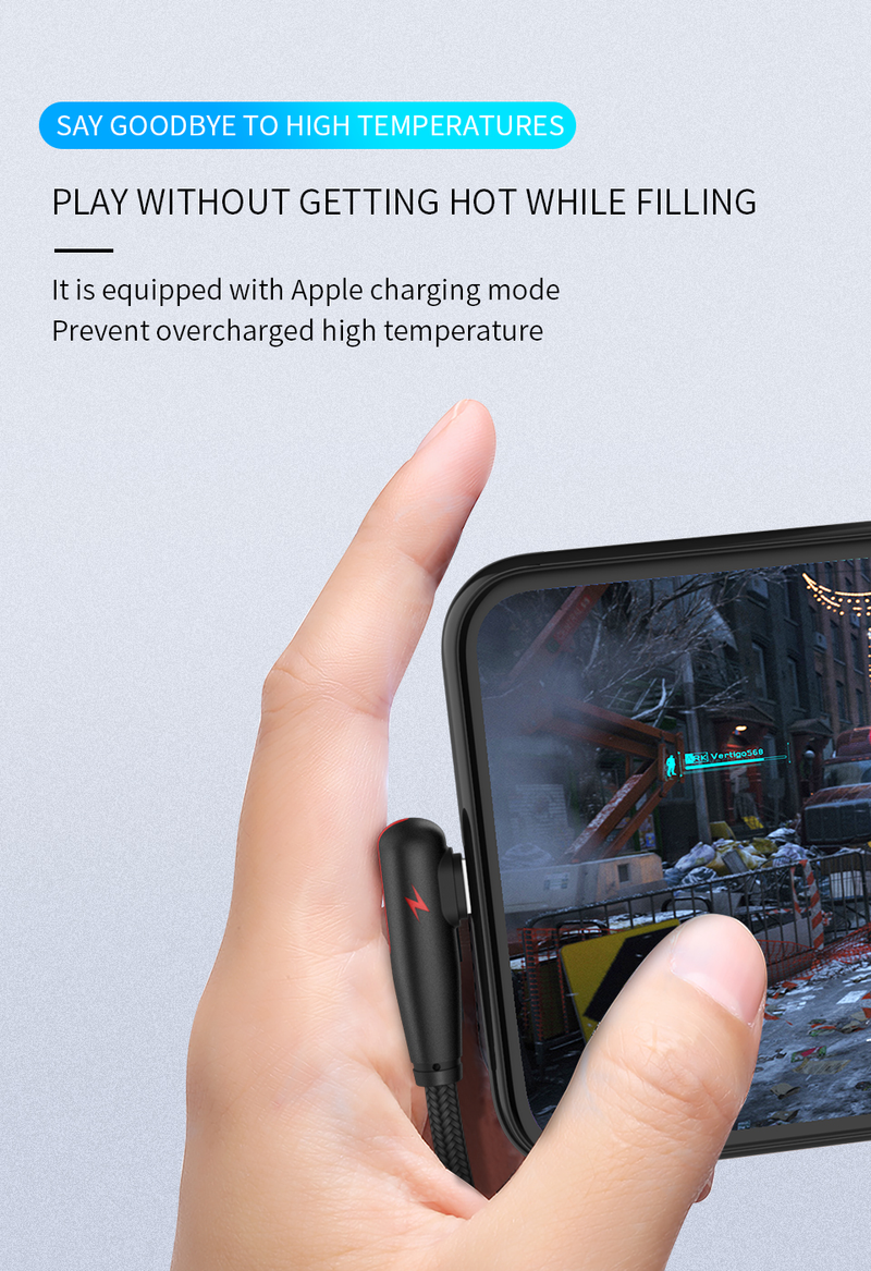 Nylon L-shape USB For iPhone 14 13 12 11 Pro Max XS XR X 8 7 6 6S 5S 3A Fast Charger 90 Degree USB Wire Cord P                  S_voghion.com