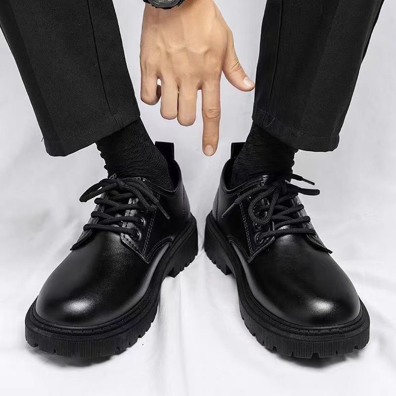 Casual Leather For Summer, Breathable Thick Sole, British Style, Versatile Non-Slip Soft Sole Work Shoes_voghion.com