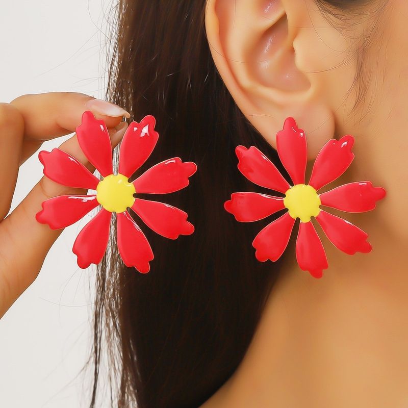 Orecchini pendenti floreali alla moda per donna, orecchini pendenti in lega di zinco fatti a mano con vernice smaltata, graziosi orecchini a forma di fiore da indossare ogni giorno, regalo per lei_voghion.com