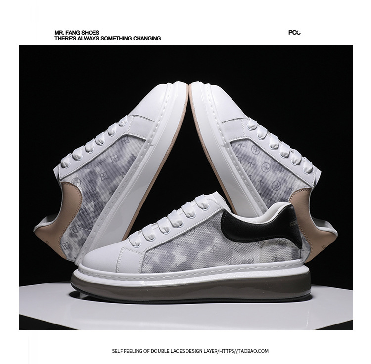 P Weiße Schuhe Herren Sommer Neue koreanische Version des dicken Bodens erhöhte lässige Eisseide atmungsaktive Mesh-Panel leuchtende Flut_voghion.com