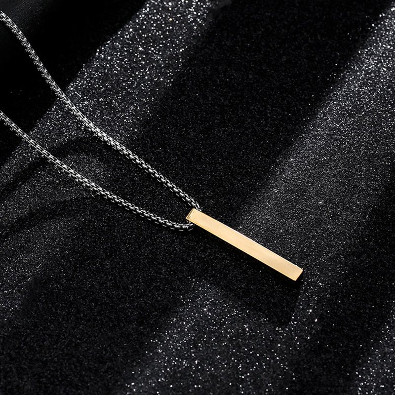 Qianbihe Hombres Collar Acero Inoxidable Cadena de Color Sólido Ligero Hombre Colgante Regalo-Negro_voghion.com