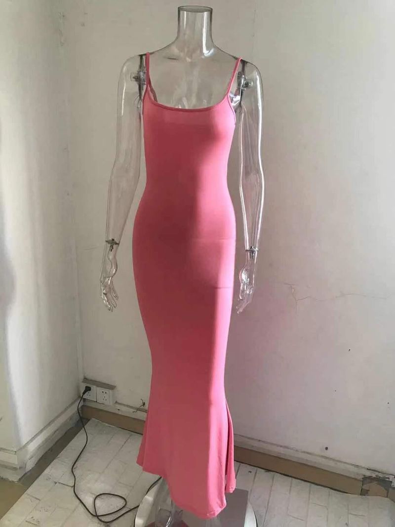 Damenbekleidung Langes Kleid Lässiges, schmales, langärmliges Heimkleid_voghion.com