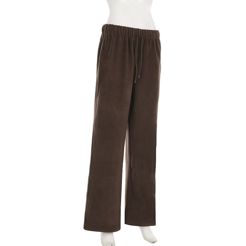 Pantaloni jogger in pile comodi per uomo e donna - Vestibilità morbida e rilassata, vita elasticizzata, abbigliamento urbano versatile, pantaloni casual da salotto in tinta unita_voghion.com