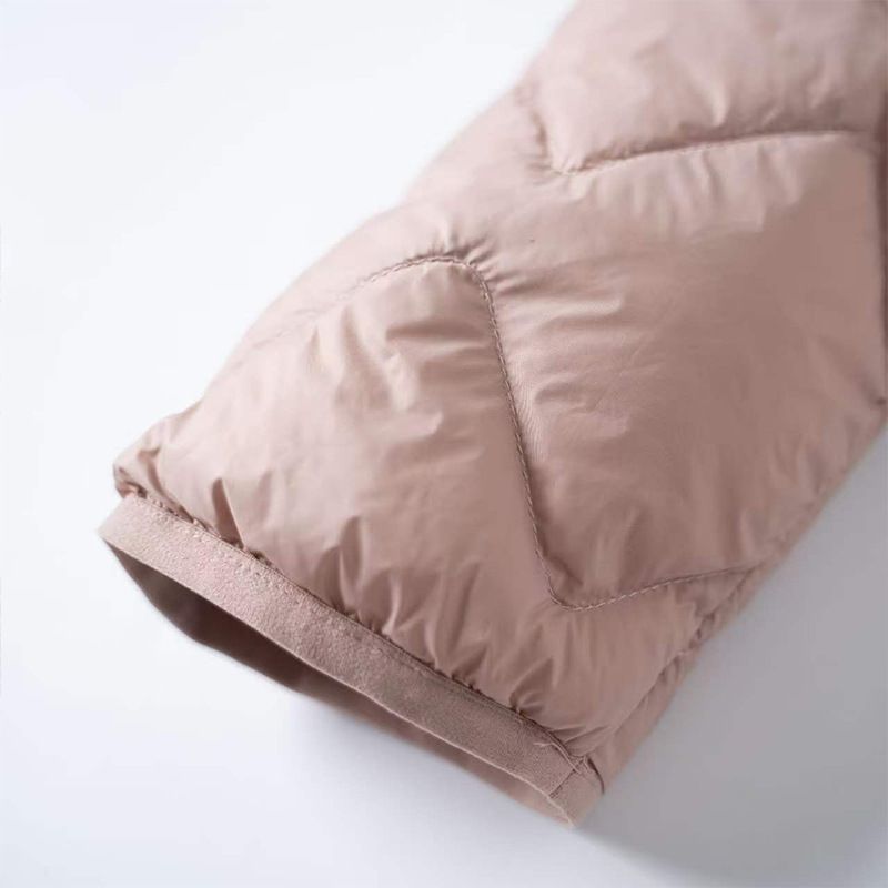 Giacca leggera trapuntata da donna, imbottitura in piuma d'anatra bianca, vestibilità slim, scollo a V, capospalla casual per autunno e inverno_voghion.com