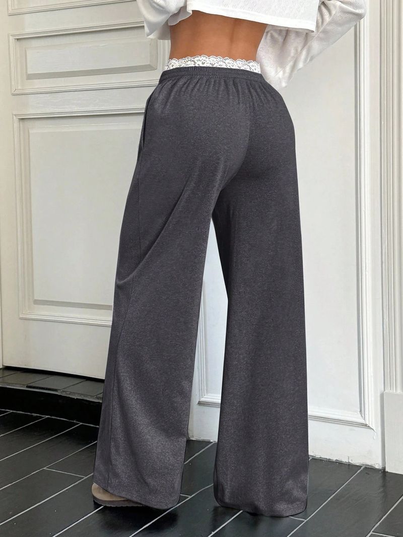 Retro-Hose mit weitem Bein für Damen – Sommerhose mit hoher Taille und lockerem Blumenmuster und elastischem Bund, leichtes und atmungsaktives Polyestergewebe_voghion.com