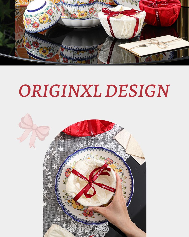 Keramikgeschirr-Set, Haushalts-Einweihungsgeschenk, Schüsseln und Teller-Set, Business-Event-Geschenk_voghion.com