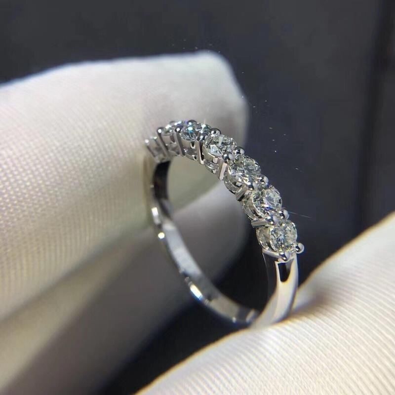 En karat diamantring, rent sølv, Mosang-diamant, internetkendis, moderigtig stablet madring, personlig parring fuld af diamanter_voghion.com