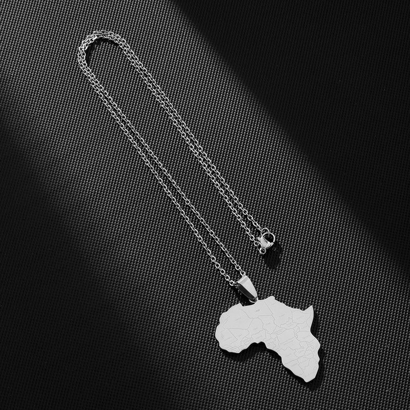 Collana con ciondolo con nome del paese in stile etnico africano, in acciaio al titanio lucidato, Nigeria, Ghana e Somalia_voghion.com