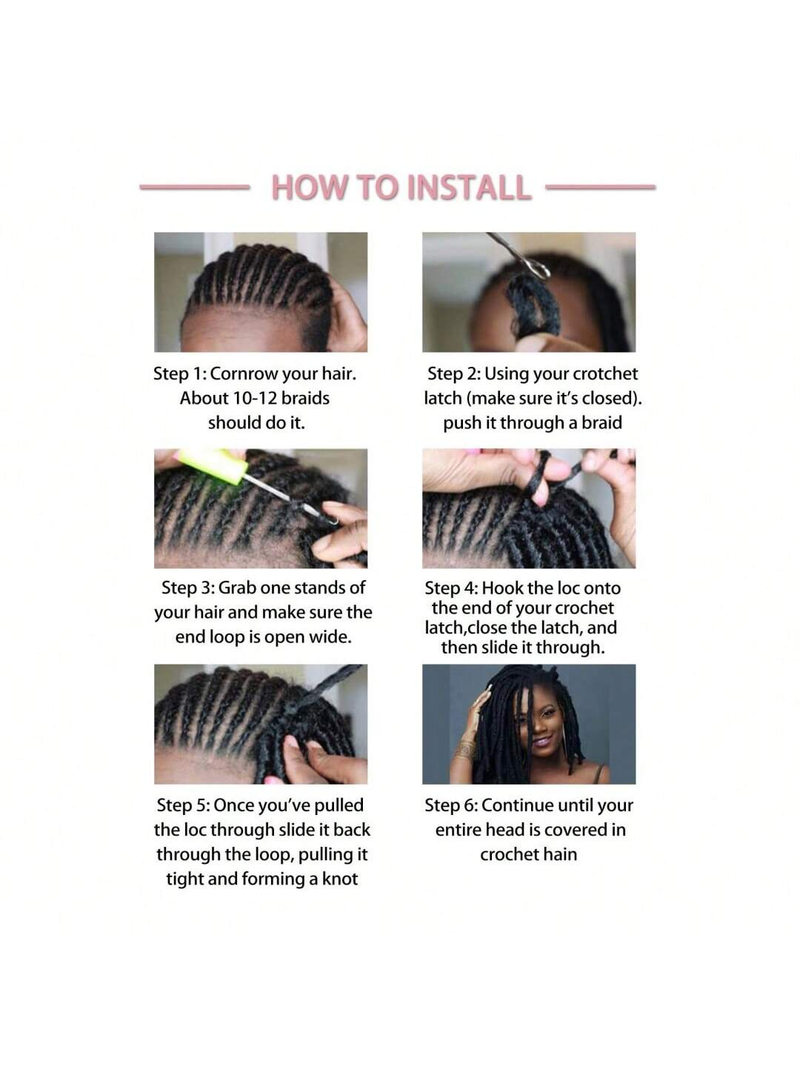 Dreadlocks 6 tuumaa / 8 tuumaa / 10 tuumaa / 12 tuumaa 10 säiettä 0,6 cm leveys Loc Virkattu Dreads Muoti Reggae Hip-hop Synteettinen Afro_voghion.com