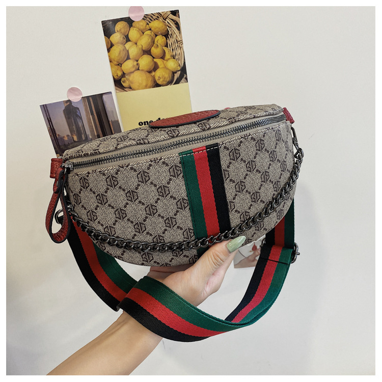 Marsupio con motivo geografico, elegante borsa sul petto versatile con cerniera frontale_voghion.com
