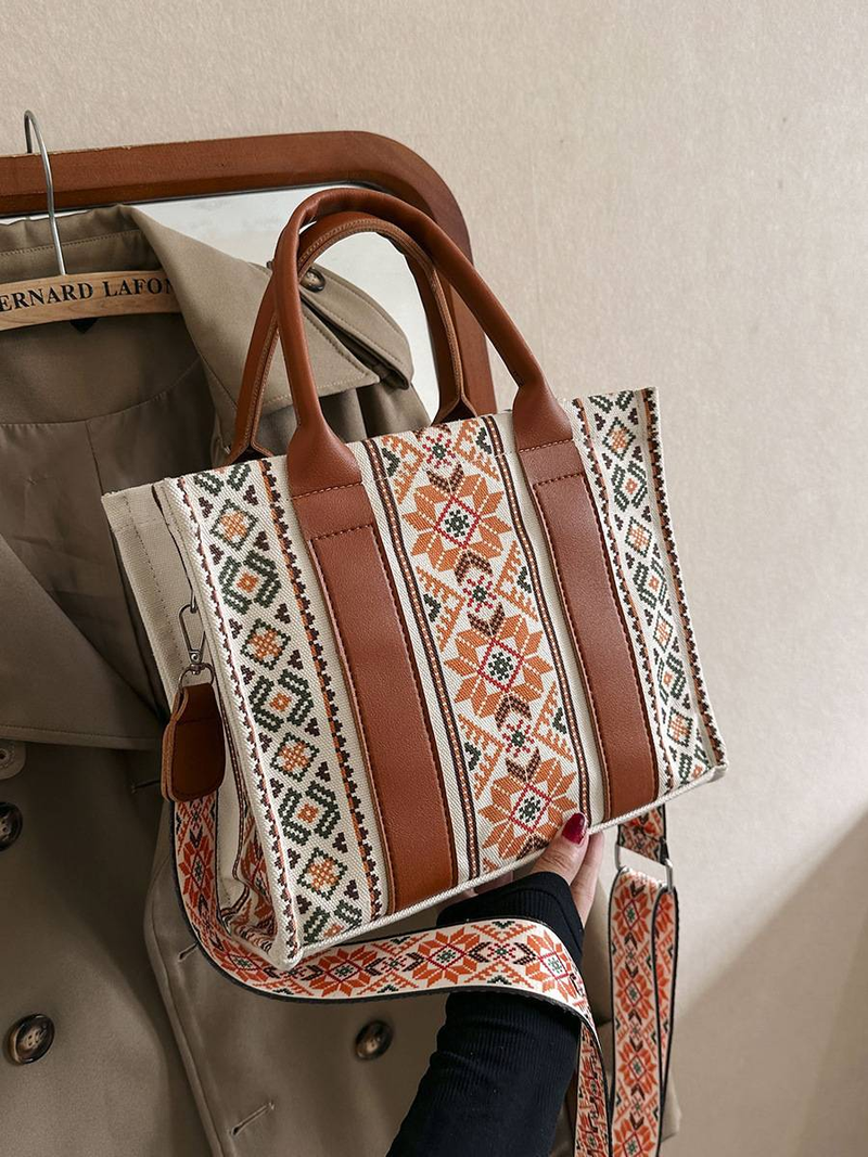 Γυναικεία τσάντα tote σε στυλ boho, ρετρό, ποπ, γυναικεία τσάντα ώμου_voghion.com
