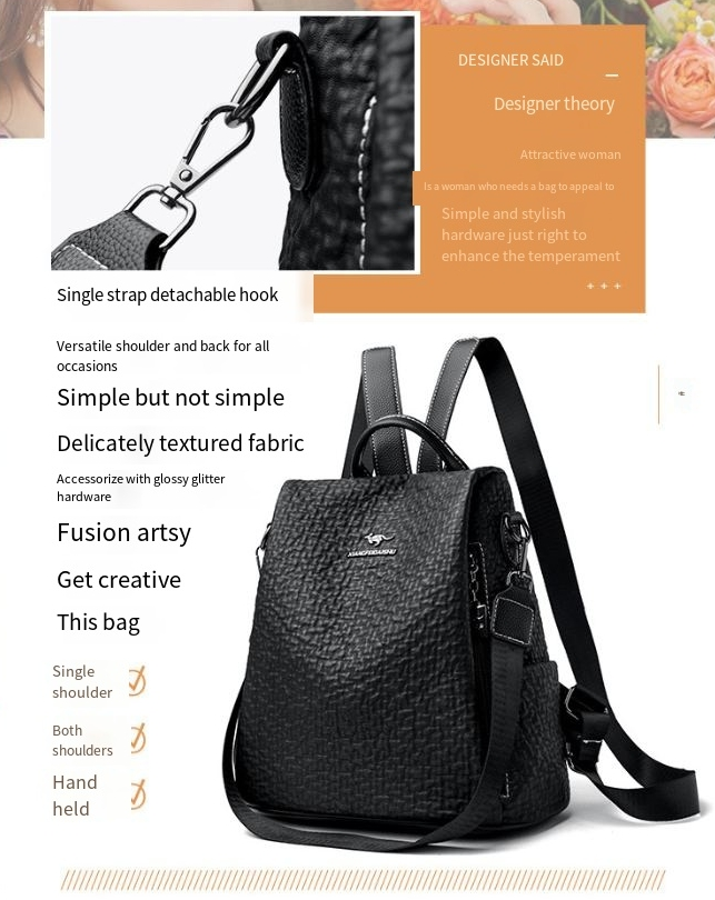 Women's Backpack Fashion Casual Middle-aged Large Capacity Soft Leather Backpack Travel Multi-functional Anti-theft Bag_voghion.com