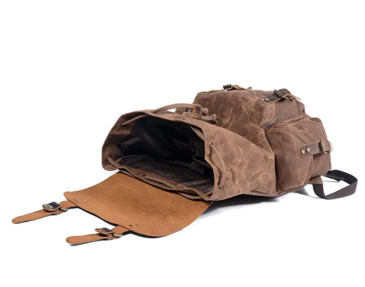 Mochila para cámara SLR impermeable de lona encerada multiusos El compartimento para cámara desmontable independiente es adecuado para viajes, Leis_voghion.com