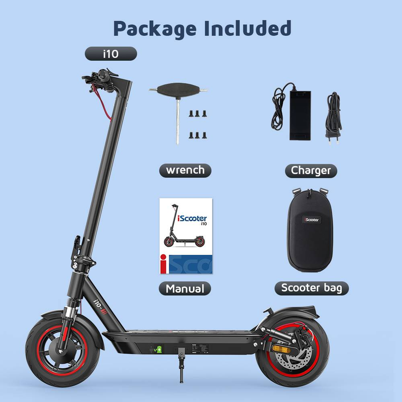 ISCOOTER I10 10" Folding Commuter Electric Scooter 650W Motor 42V 15Ah Battery_voghion.com