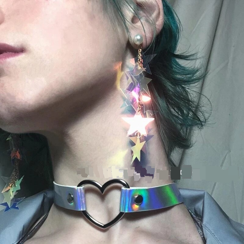 Earrings Laser Shiny Earrings Five Pointed Star Tassel Sequin Mermaid Earrings Temperament Colorful Summer Pearl Earrings_voghion.com