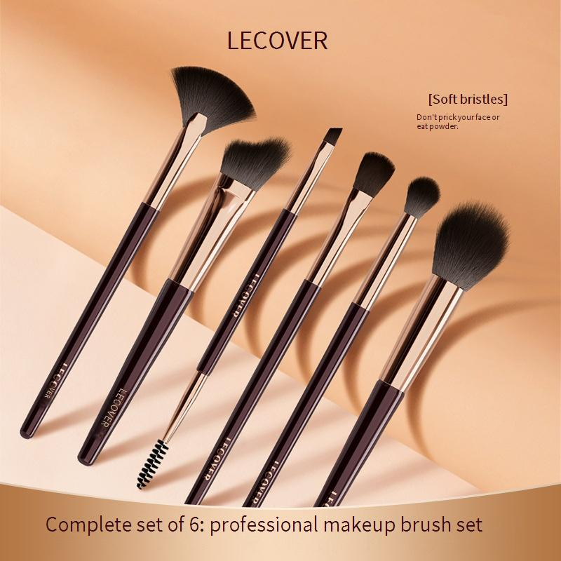 Make-up-Tools, komplettes Set mit 6 professionellen Make-up-Pinseln, superweiches Haar, hochglänzender, loser Puder, Lidschattenpinsel, Reisepinsel_voghion.com