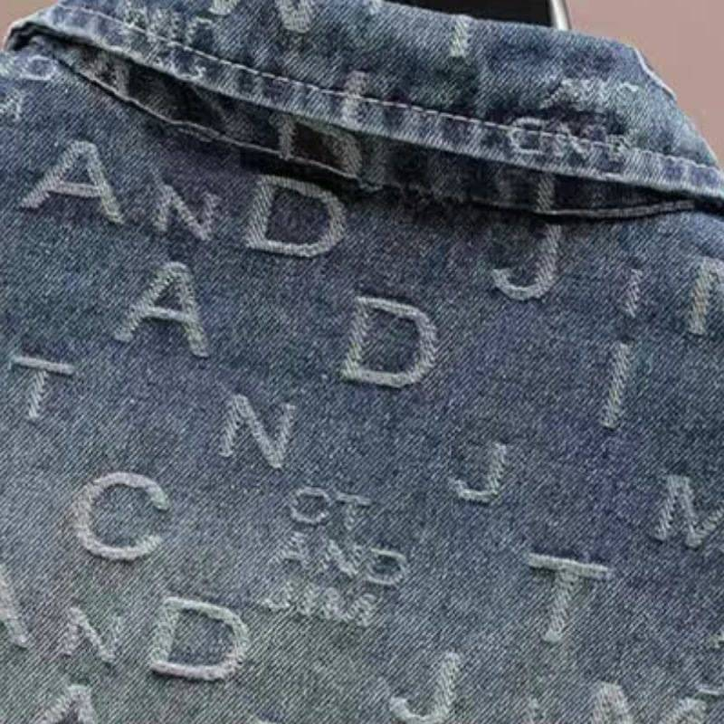 Herrkläder Jeansjacka Herr Vår- och höstmodemärke Cool bokstavsskjorta Herr Lös retro casual arbetsjacka_voghion.com