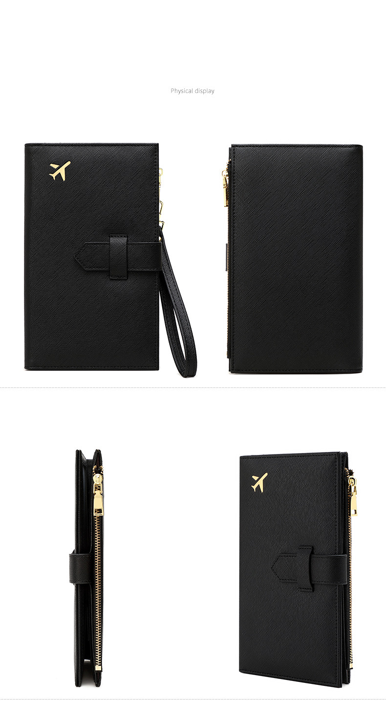 Women's Wallet & Card Cases Rfid Antimagnetic Passport Bag Zipper Buckle Certificate Bag Passport Holder Multifunctional Long Ladies Wallet_voghion.com