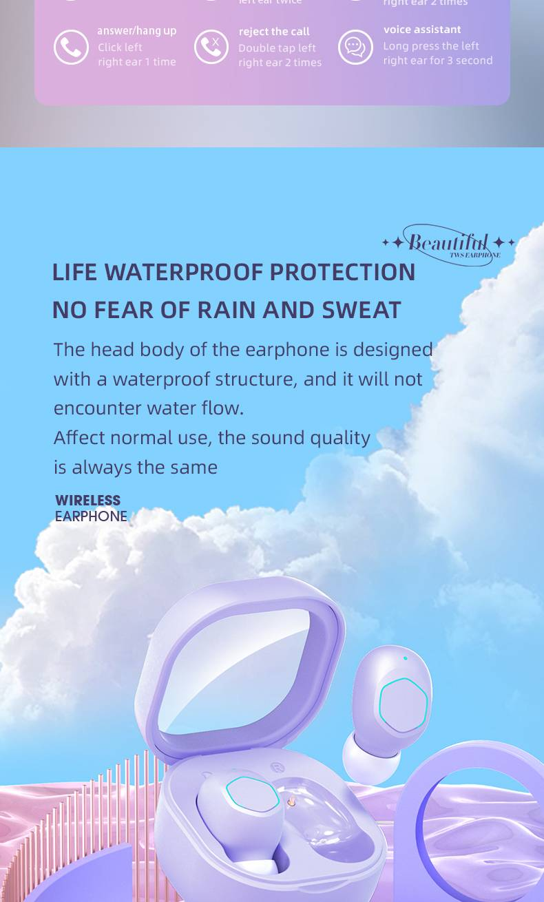 M21 Wireless Earbuds - Transparent Charging Case, 13mm Drivers, HD Calls, Noise Reduction, Bluetooth 5.2, Long Battery Life_voghion.com